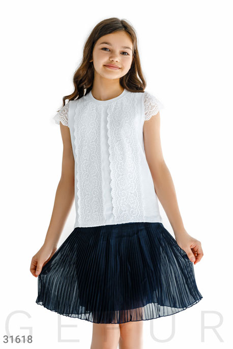 

Детская кружевная блуза, Блуза-31618, Белый